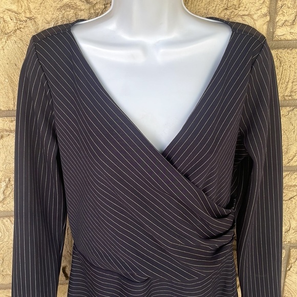 Ann Taylor, black and white pants, striped stretch, career blouse, business - Picture 4 of 9